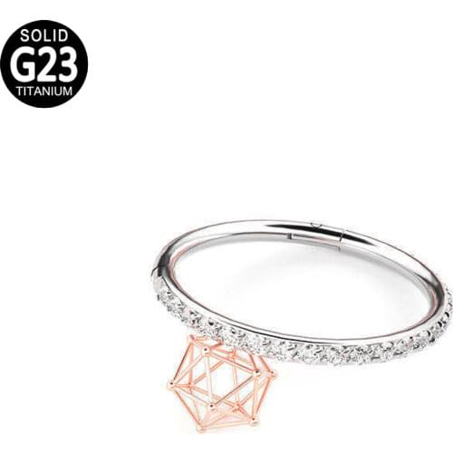 G23 Titanium Segment Hinged Ring Nose Lip Earrings Zircon Septum Ear Cartilage Tragus Stud Daith Nose Clicker Piercing Jewelry