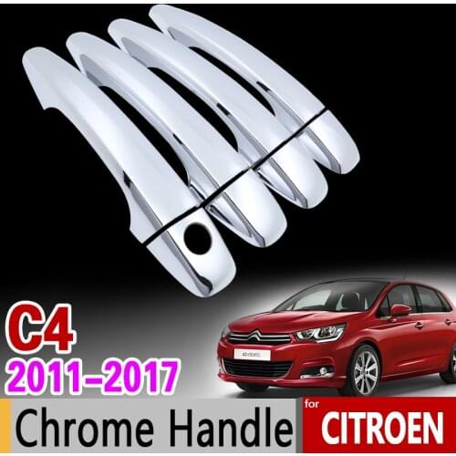 For Citroen C4 MK2 2011-2017 Chrome Handle Cover Trim Set C4L 2012 2013 2014 2015 2016 Car Accessories Stickers Car Styling