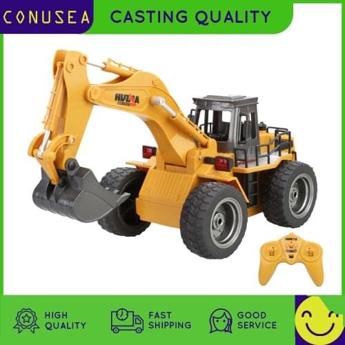 HUINA 530 RC Excavator Caterpillar Tractor Model Engineering Car 2.4G Radio Rotation Digging Soil Sound Effects Toys For Boy