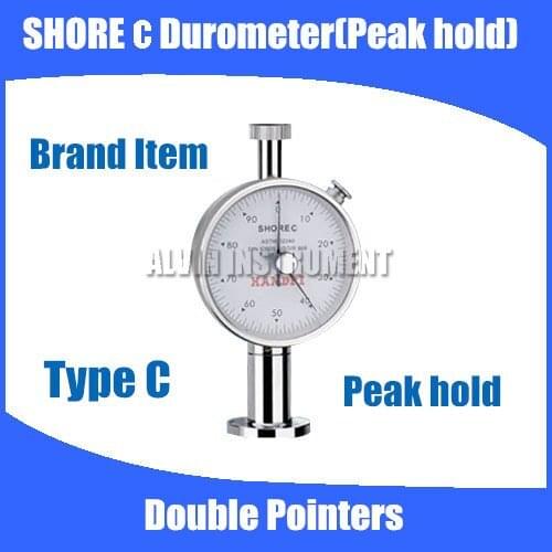 Shore Hardness Tester Meter Rubber shore Durometer Free shipping Type C Double Pointers Peak Hold