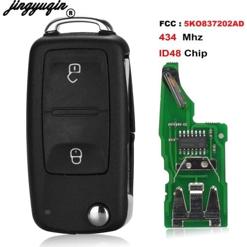Jingyuqin Remote Key Fit For VW/VOLKSWAGEN Caddy Eos Golf Jetta Beetle Polo Up Tiguan Touran 5K0837202AD