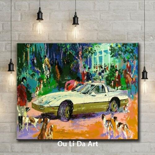 Impression figures retro car landscape canvas printings oil painting printed on canvas hotel wall art decoration picture