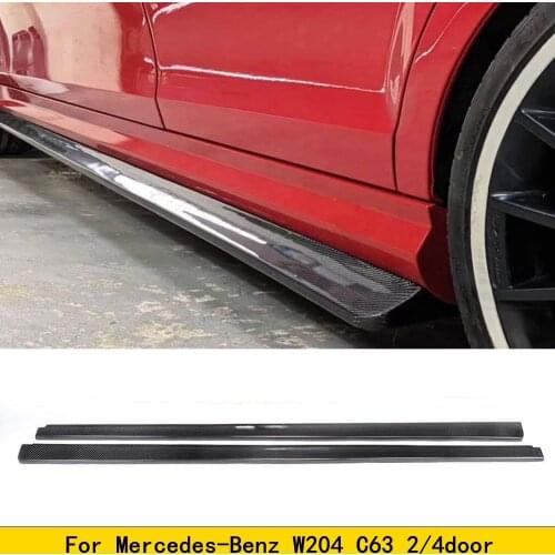 Carbon Fiber Side Body Skirts Kit Lip Splitters Cover For Mercedes-Benz c class W204 C63 AMG 2/4 Door 2007-2014 High Quality kit