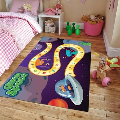 Space Way 2 Kids Patterned Carpet ,Non Slip Floor Carpet,Teens Carpet,Turkish Rug