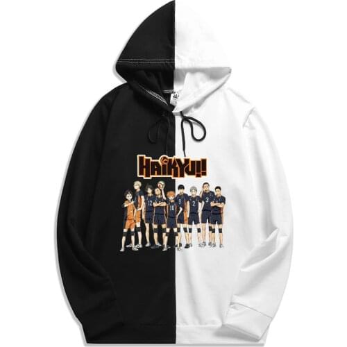 Summer Anime Harajuku Man Hot Cartoon Haikyuu print Patchwork Thin Hoodie Hoodies Streetwear Men Sweatshirt The Sharingan