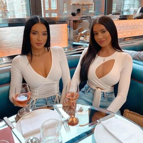 Summer New Sexy Womens Wear European and American Short Top Bottom Solid Color Hollowed-Out Belt Self-Cultivation T Shirt