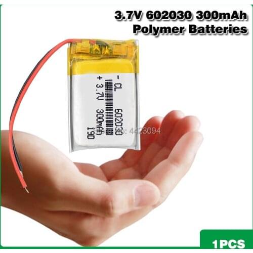 602030 mini Lipo Rechargeable Lithium Battery 300mAh 3.7V Bluetooth MP3 Wireless Card Audio Recorder Li-ion Cell Batteries
