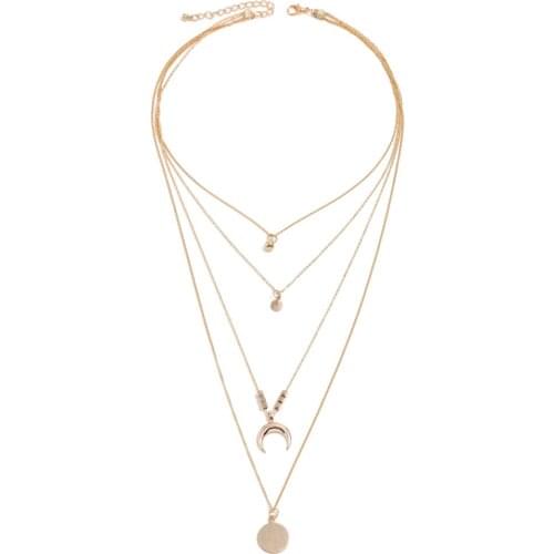 Fashion Exquisite All-match Multi-layer Pendant Ornament Choker Personality Creative Women Water Drops Crescent Charm Necklace