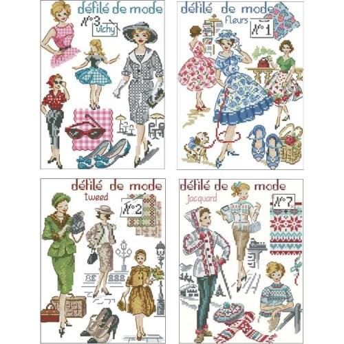 Fashion woman patterns Counted Cross Stitch 11CT 14CT 18CT DIY Chinese Cross Stitch Kits Embroidery Needlework Sets home decor
