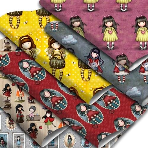 Cartoon Characters Printed Lychee Synthetic Leather Fabric Girls Faux Leather Sheets 20x33cm for DIY Hair Bows Garments Crafts