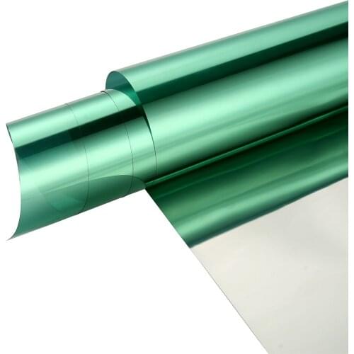 60"x100ft Silver-Green One Way Privacy Window Tint Film Anti-UV Glass Vinyl Self-Adhesive Window Sunshade Tint for Home Office