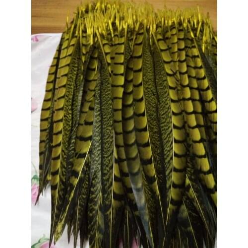 Wholesale perfect 10pcs high quality natural yellow Lady Amherst Pheasant Feathers 12-14inch/30-35cm Decorative diy