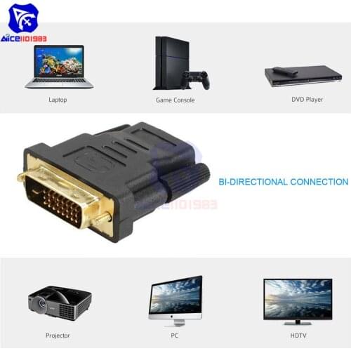 DVI to HDMI Adapter Converter Bi-Directional Connection Gold-Plated HDMI to DVI Connector for PC Laptop Projector Game Console