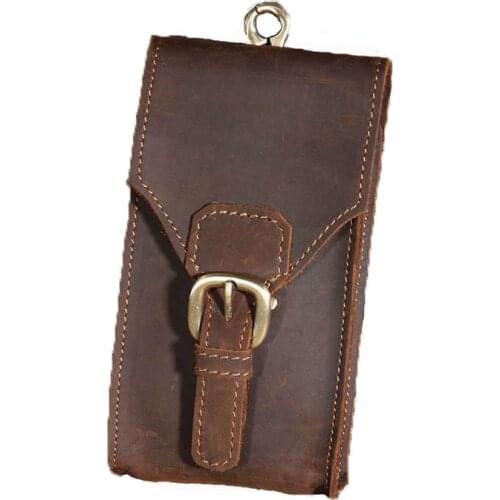 Mens Belt Waist Bag Genuine Leather Male Fanny Pack Crazy Horse Hip Travel Bum Loops Pack Phone Pocket Wallet Purse For Man bag