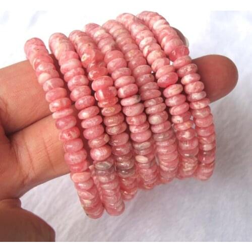 Natural Rhodochrosite Rondelle Beads Stretch Bracelet Women Jewelry Accessories Weddings Parties Birthday Gift