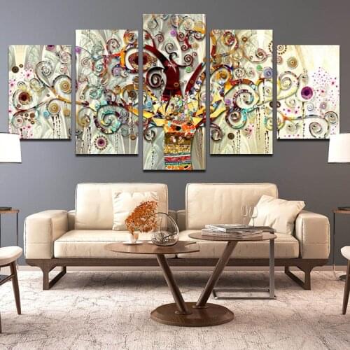 Nordic 5/Five Piece Set Exotic Tree Of Life Canvas Painting Interior Picture Poster Print For Living Room Wall Decor No Frame