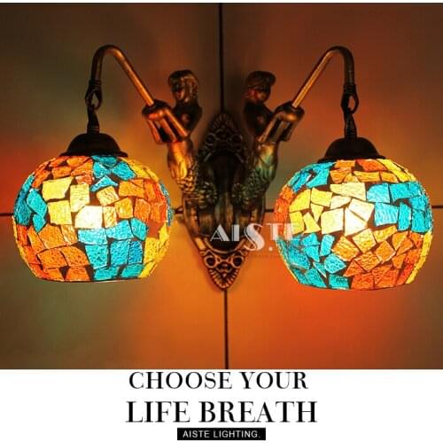 Tiffany fashion European style wall lamp Baroque Bohemia mirror light rustic bed-lighting lamps