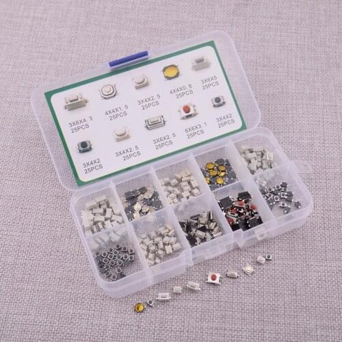 Universal 250Pcs Car 10 Types Tact Tactile Micro Push Button Switches Microswitch Fit For Mini Remote Key Fob Replacement