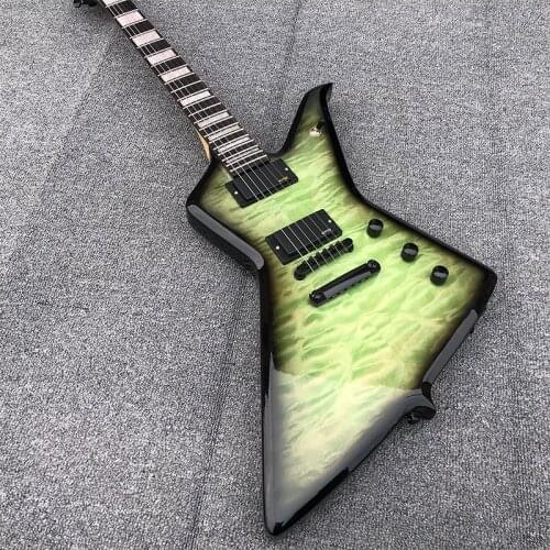 High-grade 6-string electric guitar, front and back flocculent maple veneer, black accessories