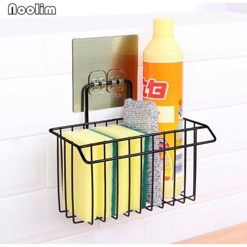 Iron Wall Mounted Sponge Rag Shelf Kitchen Hanging Hand Sanitizer Bottle Basket Towel Cosmetics Storage Rack Bathroom Organizer
