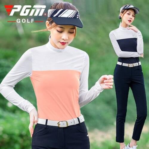 Womens Golf Apparel Women Shirts Sunscreen UV Ice T Shirts Outdoor Sport Bottoming Tshirt Long Sleeve Shirt Patchwork Tops