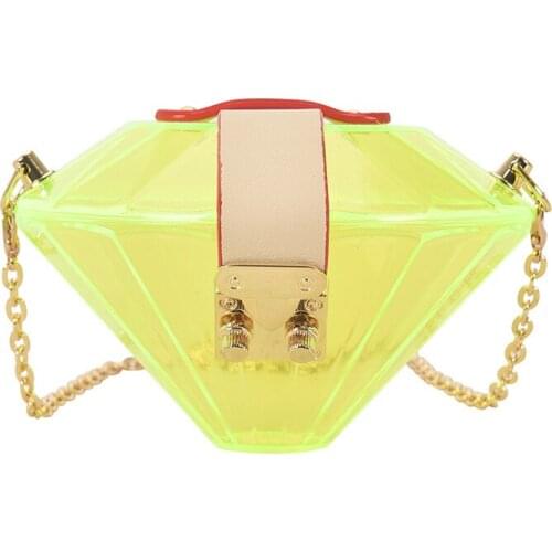Diamond Shape Womens Bag 2021 Evening Pvc Acrylic Transparent Chain Shoulder Crossbody Bag Women Messenger Bags Bolsa Feminina
