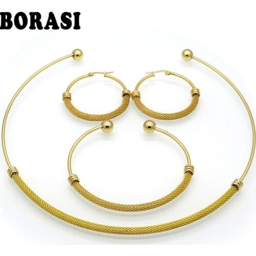 Women Circle Shaped Mesh Necklace Bracelet Earrings Sets Charm Wedding Bridal Jewelry Sets 3pcs/set 2016 Charms Jewelry