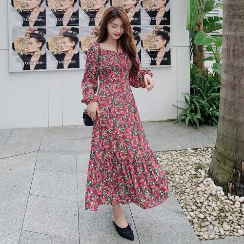 Plus Size 4XL Women Dress 2020 Autumn Print Flower Dress Sash Neck Sexy Ladies Vestidos Boho Elegant Long Sleeve Robe Clothes