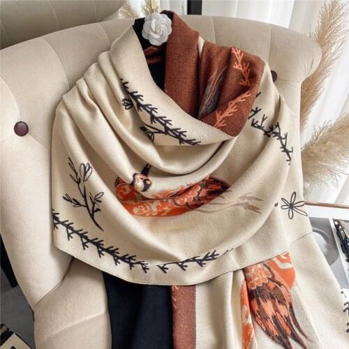 Winter Scarf Women Warm Cashmere Pashmina Shawls and Warps Female Thick Blanket Winter Luxury Brand Fashion Print 2021 New