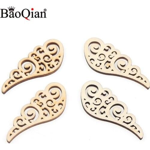 10Pcs Wooden Wing Scrapbooking Wood Craft Decoration For Handmade Festival Sewing Party Home Art 24x57mm