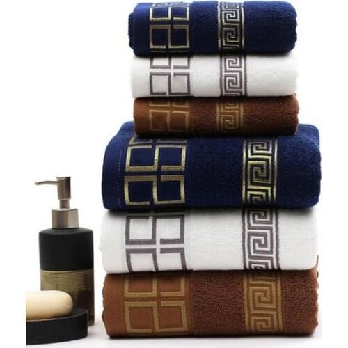 2019new luxury 3pcs / lot 100% cotton towel set with 2 face washcloths + 1 bath towels bath set for family guest baths gym
