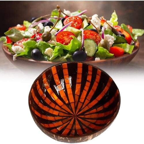 13cm-15cm Multicolor Coconut Shell Bowl Soup Noodles Rice Fruit Container Salad Mixing Bowl Handicraft Kitchen Tableware
