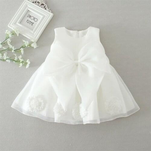 2020 Kids Princss Dress Newborn Infant Flower Baby Girls Sleeveless Flower Lace Party Pargeant Bowknot Dress Wedding Birthday