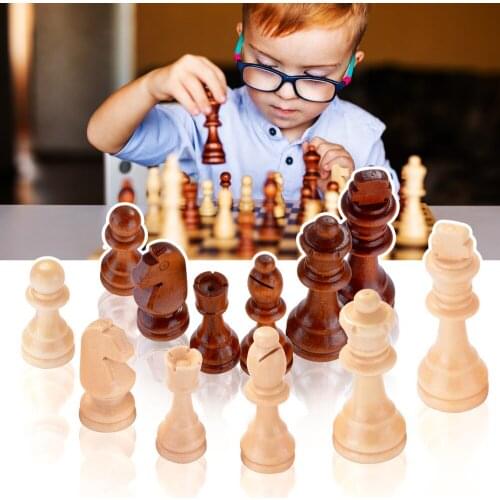 32 Piece Wooden International Chess Pieces Set Without Chessboard Board Game Funny Game Chessmen Collection Portable Board Game