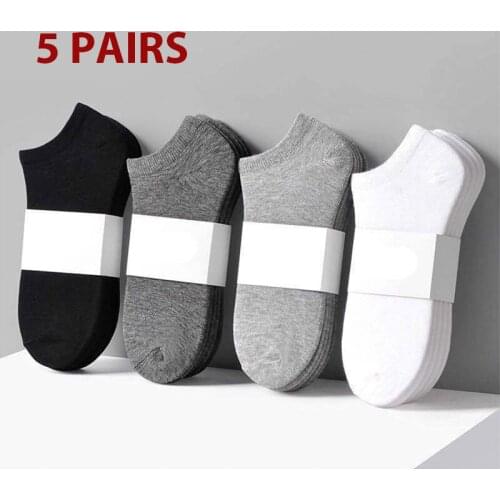 5 Pairs Womens/Mens Socks Breathable Sports socks Solid Color Boat socks Comfortable Cotton Ankle Socks White Black Grey