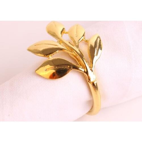 6pcs/lot SHSEJA Delicate napkin ring metal plating gold leaf napkin ring fashion maple paper towel buckle desktop decorations