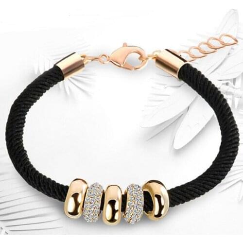 Black Classic Bracelet Stainless Steel Couple Bracelet Gift Fashion Jewelry Accessories For Women Lady Beaded Bracelets