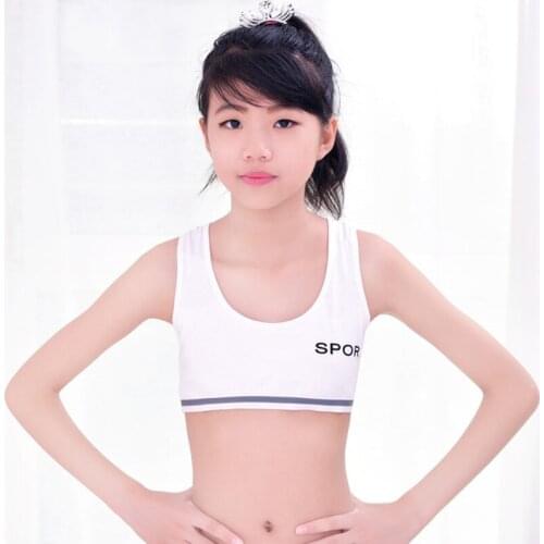 10pc/lot Teenageer Girls Sports Bra Gym Underwear Wireless Teenager Bra with Chest Pad Cotton Young Girls Training Bra