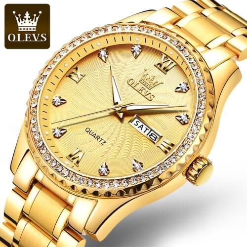 Fashion Sport Watch For Man OLEVS Top Brand Luxury Gold Quartz Watch Men Stainless Steel Waterproof Wrist Watch Relogio Masculin