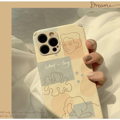 Artistic Portrait Cool colour Phone Case For iPhone 11 Pro Max 12 mini SE2 6 7 8 Plus XS MAX X 6S XR Blue White Women Cute Cases