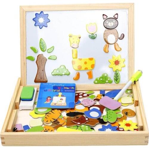 Drawing Writing Board Magnetic Puzzle Double Easel Kid Wooden Toy Sketchpad Gift Children Intelligence Education Development Toy