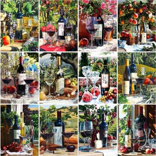 Evershine Full Square Round Diamond Painting Wine 5D DIY Diamond Embroidery Sale Fruit Rhinestone Picture Mosaic Home Decoration