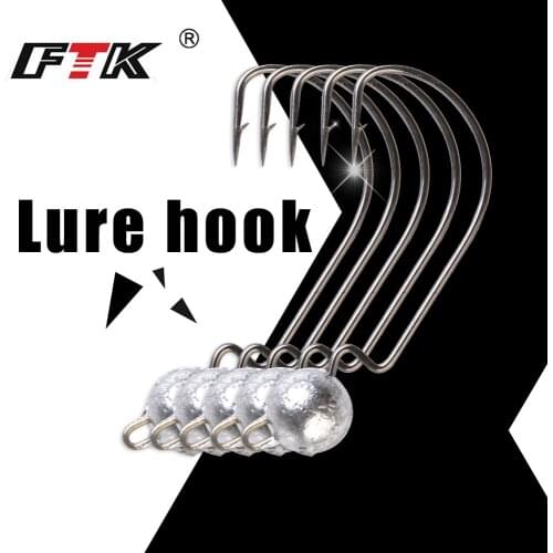 FISH KING Lead Jig Head 3.5g 5g 7g 10g Barbed Hook Soft Lure 5pcs/8pcs Jigging Worm Sharp Hook Fishing Hooks Bass Fishing Lure