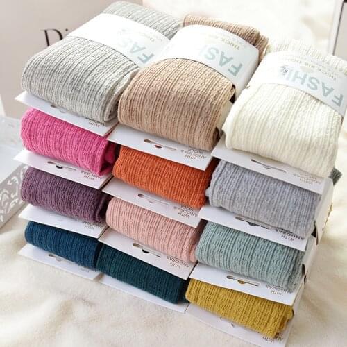 Free Shipping New Spring Autumn Winter Cotton Knitted Stockings 15 Color Women Warm Twist Striped Tights 2 designs