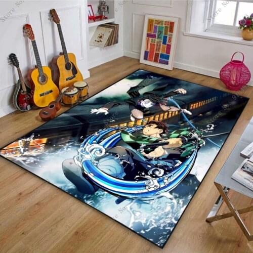 Demon Slayer Tapetes Alfombra Anime Action Figure Kimetsu No Yaiba Non-slip Mat Tanjirou Nezuko Zenitsu Inosuke Carpets For Room