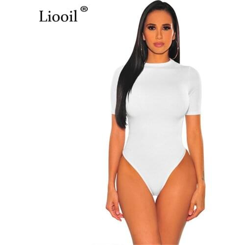 Liooil Black White Red Bodysuit Tight Jumpsuit Sexy Body Suit Tops For Women 2021 Fall Winter Long Sleeve O Neck Bodycon Rompers