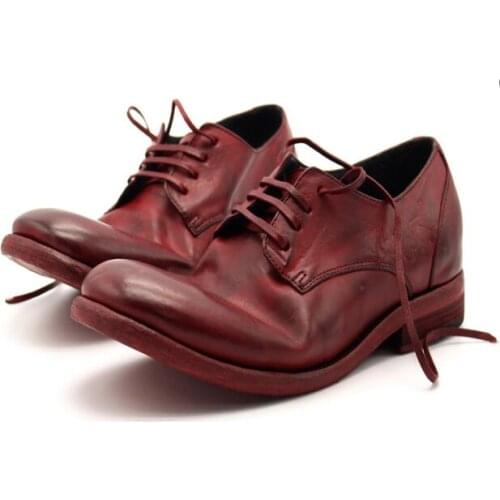 High top retro business shoes for men handmade 100% genuine leather lace up men shoes Washed leather shoes