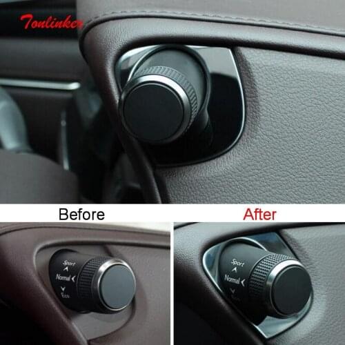 Tonlinker Interior Car Drive Model Conversion Cover Stickers For LEXUS ES200 260 300H 2018-21 Car Styling 2 PCS Metal Stickers