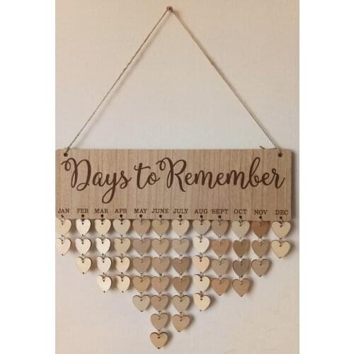 Birthday Anniversary Reminder Calendar Tracker Days to Remember DIY Wooden Board Plaque Home Wall Hanging Party Decoration Craft