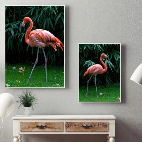 Wall Art Painting Flamingo Walking In Beach Pictures Unframed Prints On Canvas Animal Wall Pictures For Living Room No Frame